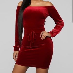 Velvety off the shoulder dress